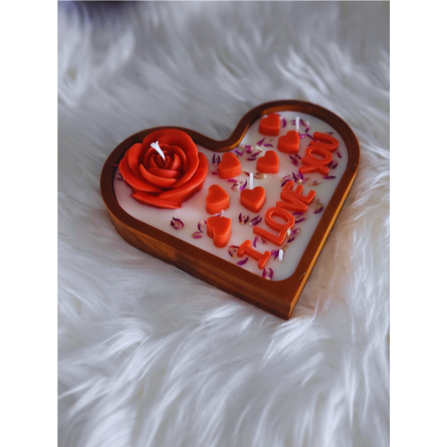 Wooden Heart Candle